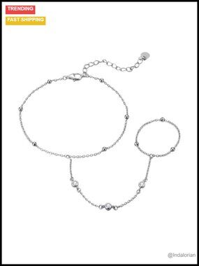 Diamond Hand Chain Bracelet 925 Sterling Silver Lab Grown 0.18 cttw Women